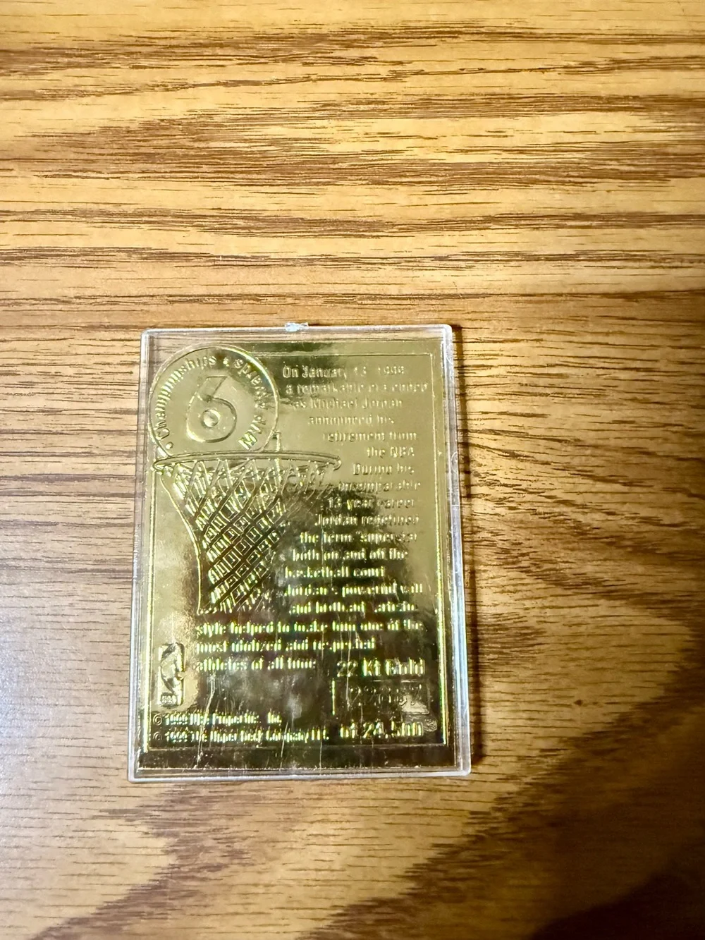 Jordan Gold and White Commemorative Card